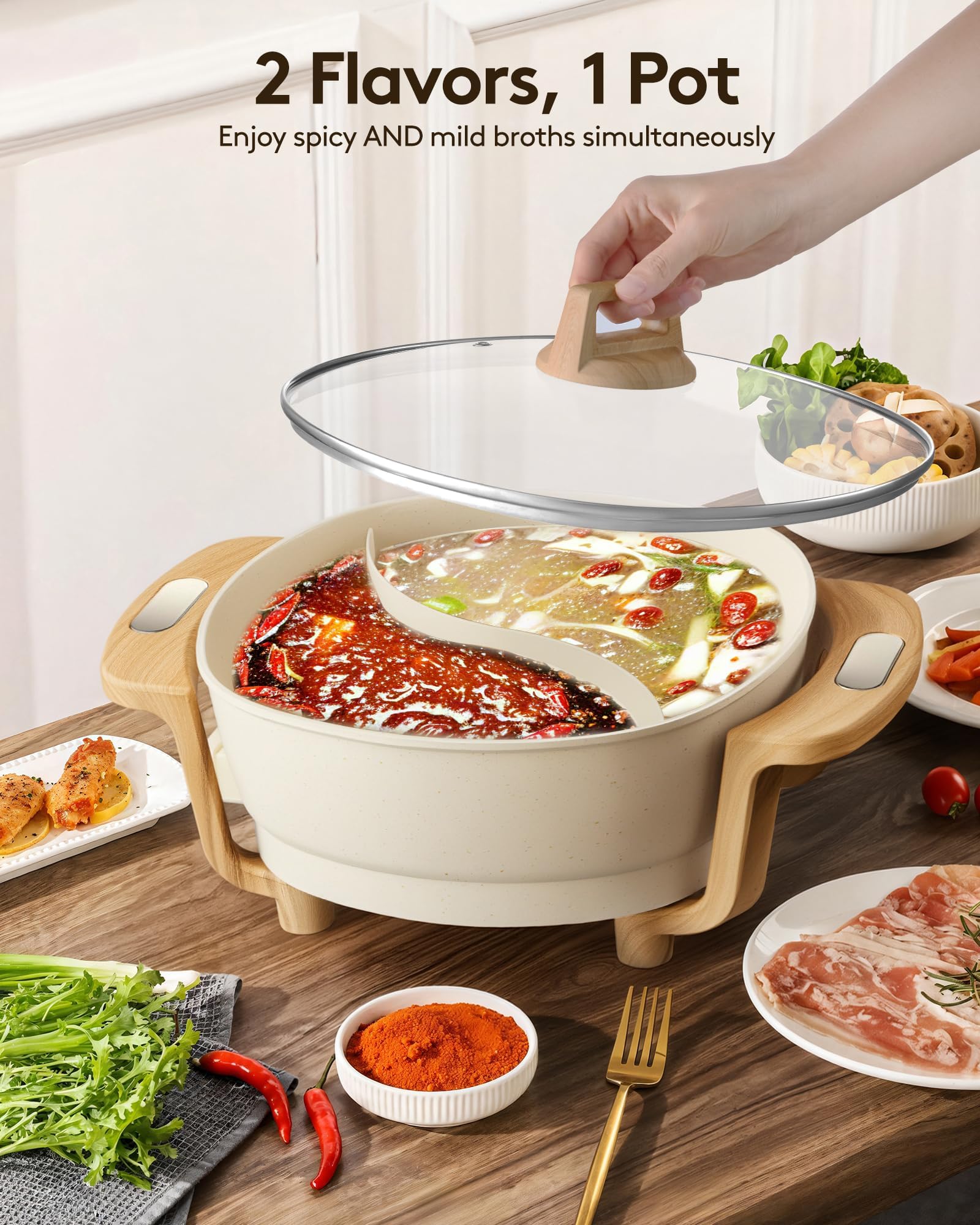 Amazon.com: Hot Pot Electric Hot Pot with Divider, Large 6L